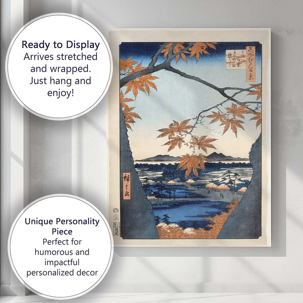 Japanese Autumn Maple Landscape Woodblock Print Scenic Lake View Canvas Wall Art Print Decor Picture Ready to Hang