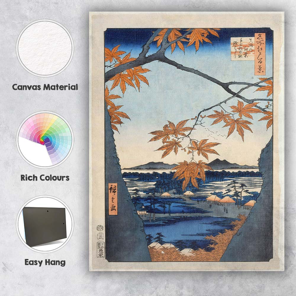 Japanese Autumn Maple Landscape Woodblock Print Scenic Lake View Canvas Wall Art Print Decor Picture Ready to Hang