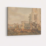 Historic Churchyard Watercolour Village Scene Canvas Wall Art Print Decor Picture Ready to Hang