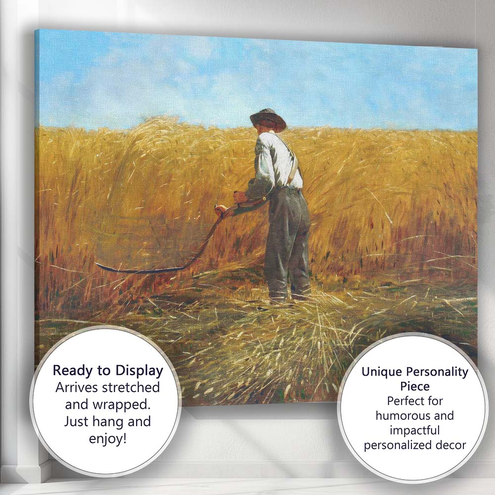 Golden Wheat Harvest Farmer Rural Countryside Painting Canvas Wall Art Print Decor Picture Ready to Hang
