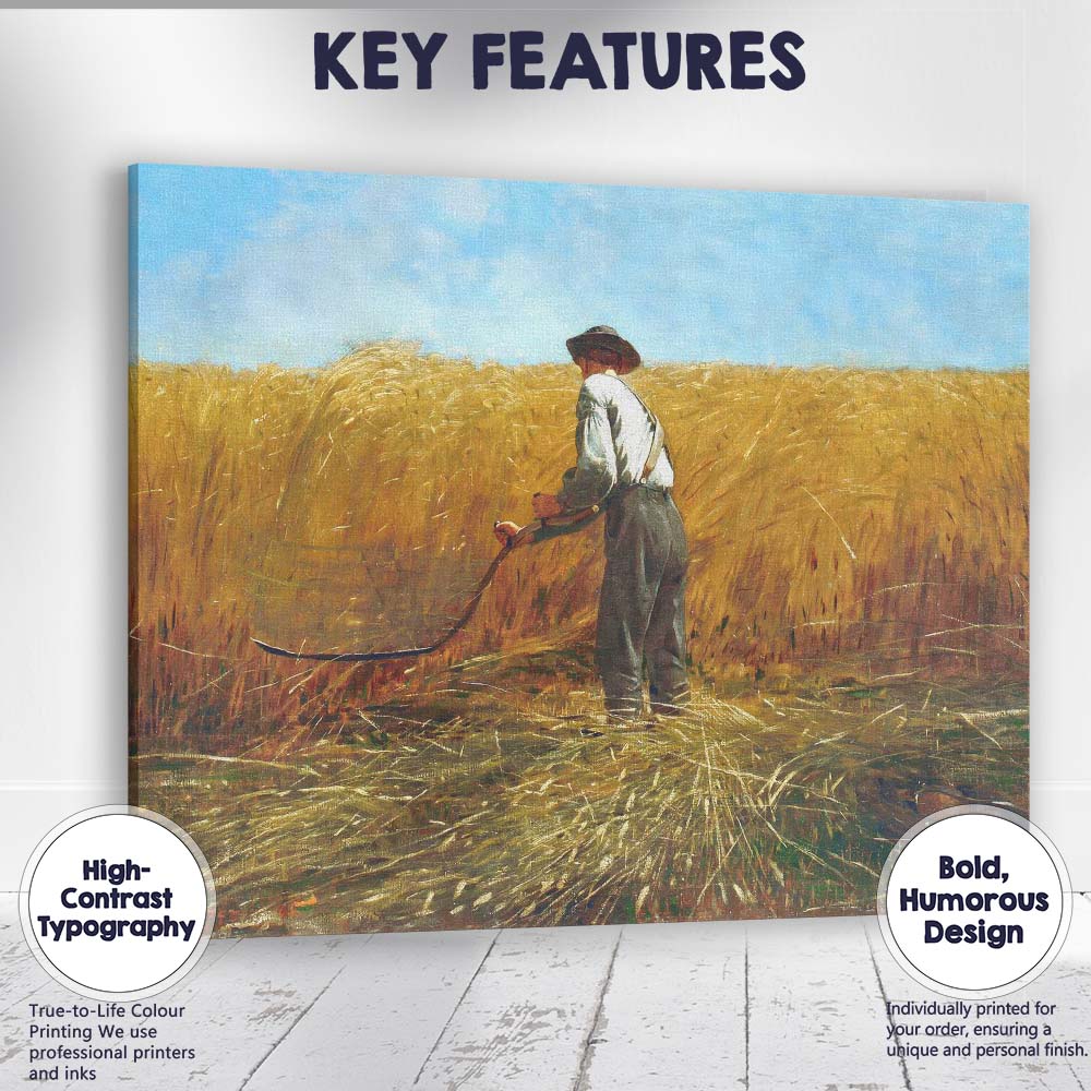 Golden Wheat Harvest Farmer Rural Countryside Painting Canvas Wall Art Print Decor Picture Ready to Hang