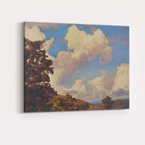 Autumn Woodland Cloudscape Scenic Landscape Painting Canvas Wall Art Print Decor Picture Ready to Hang