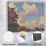 Autumn Woodland Cloudscape Scenic Landscape Painting Canvas Wall Art Print Decor Picture Ready to Hang