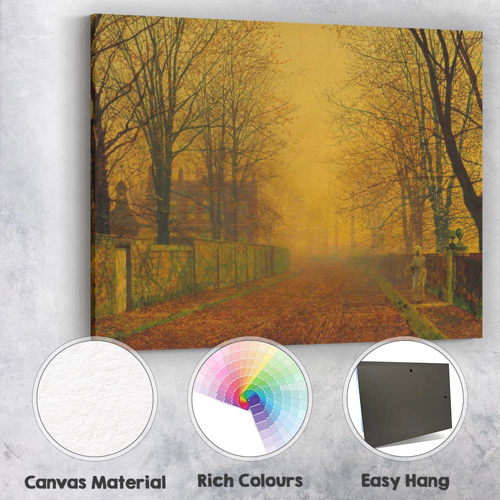 Misty Autumn Avenue Country Estate Landscape Canvas Wall Art Print Decor Picture Ready to Hang