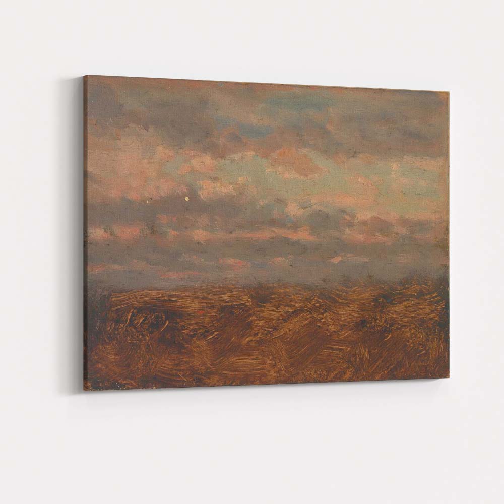 Muted Pink Cloudy Seascape Impressionist Coastal Painting Canvas Wall Art Print Decor Picture Ready to Hang