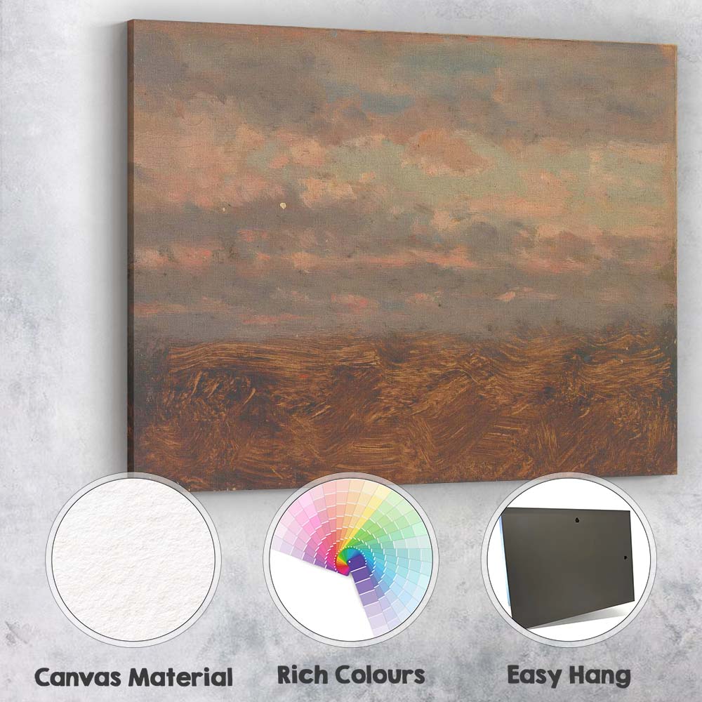 Muted Pink Cloudy Seascape Impressionist Coastal Painting Canvas Wall Art Print Decor Picture Ready to Hang