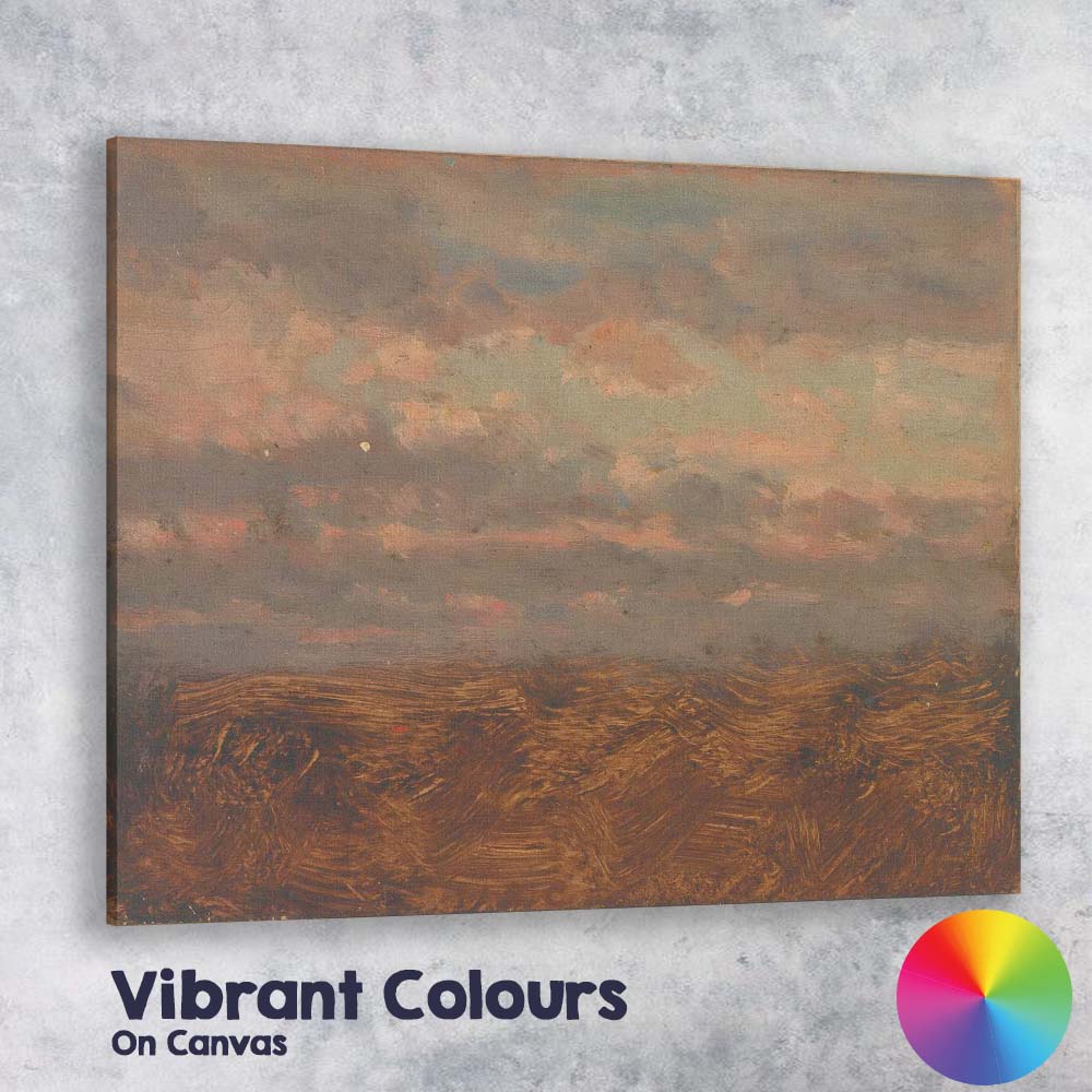 Muted Pink Cloudy Seascape Impressionist Coastal Painting Canvas Wall Art Print Decor Picture Ready to Hang