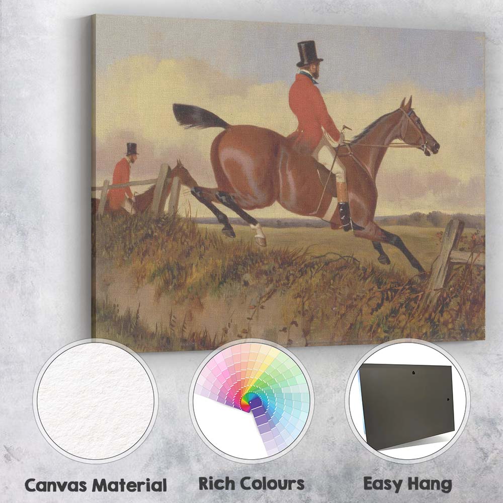 Traditional Equestrian Fox Hunting Scene Country Sport Canvas Wall Art Print Decor Picture Ready to Hang