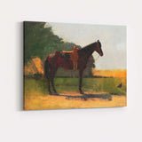 Saddled Chestnut Horse Country Meadow Realist Painting Canvas Wall Art Print Decor Picture Ready to Hang