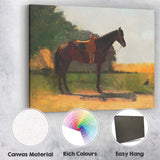 Saddled Chestnut Horse Country Meadow Realist Painting Canvas Wall Art Print Decor Picture Ready to Hang