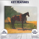 Saddled Chestnut Horse Country Meadow Realist Painting Canvas Wall Art Print Decor Picture Ready to Hang