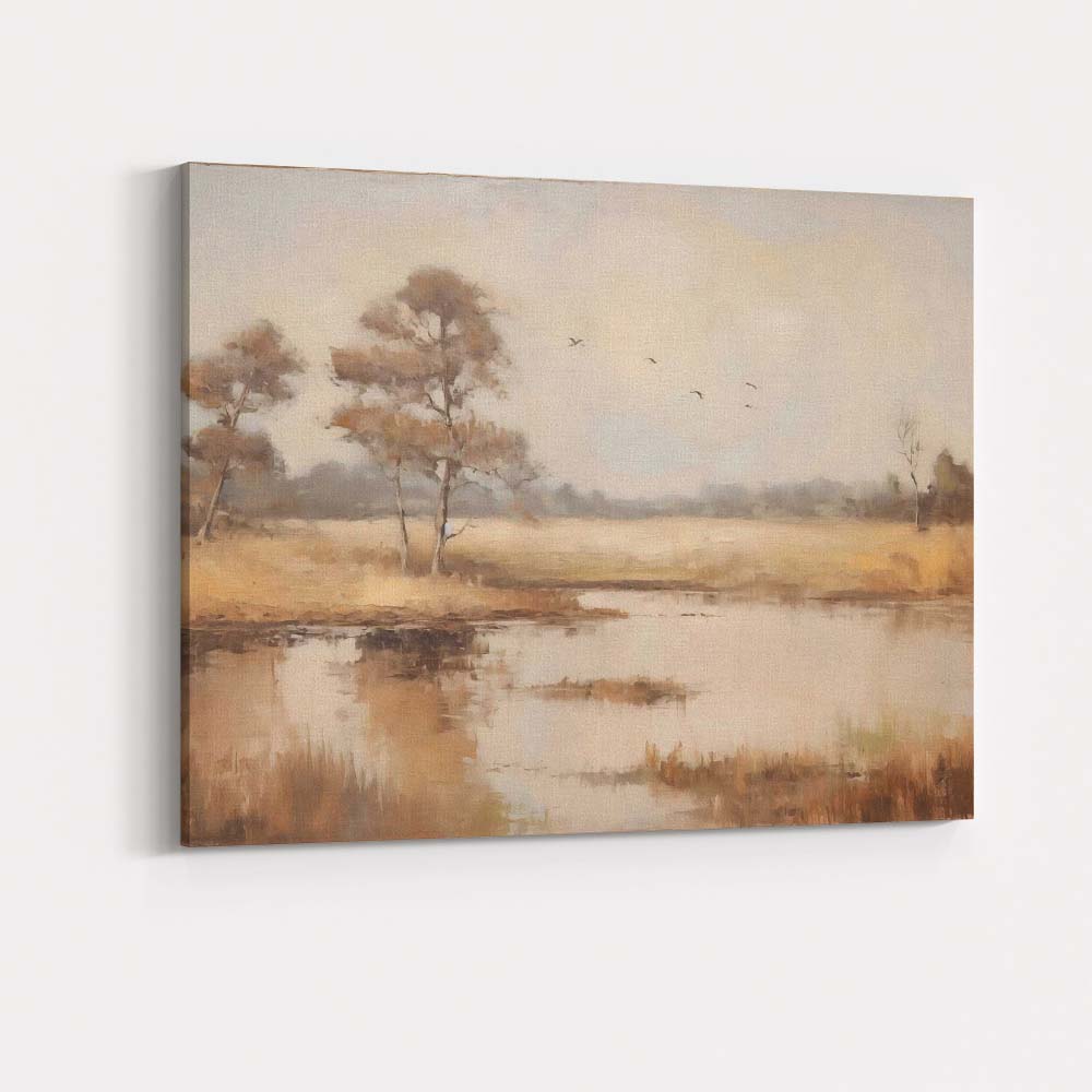 Soft Autumn Wetland Trees Landscape Canvas Wall Art Print Decor Picture Ready to Hang