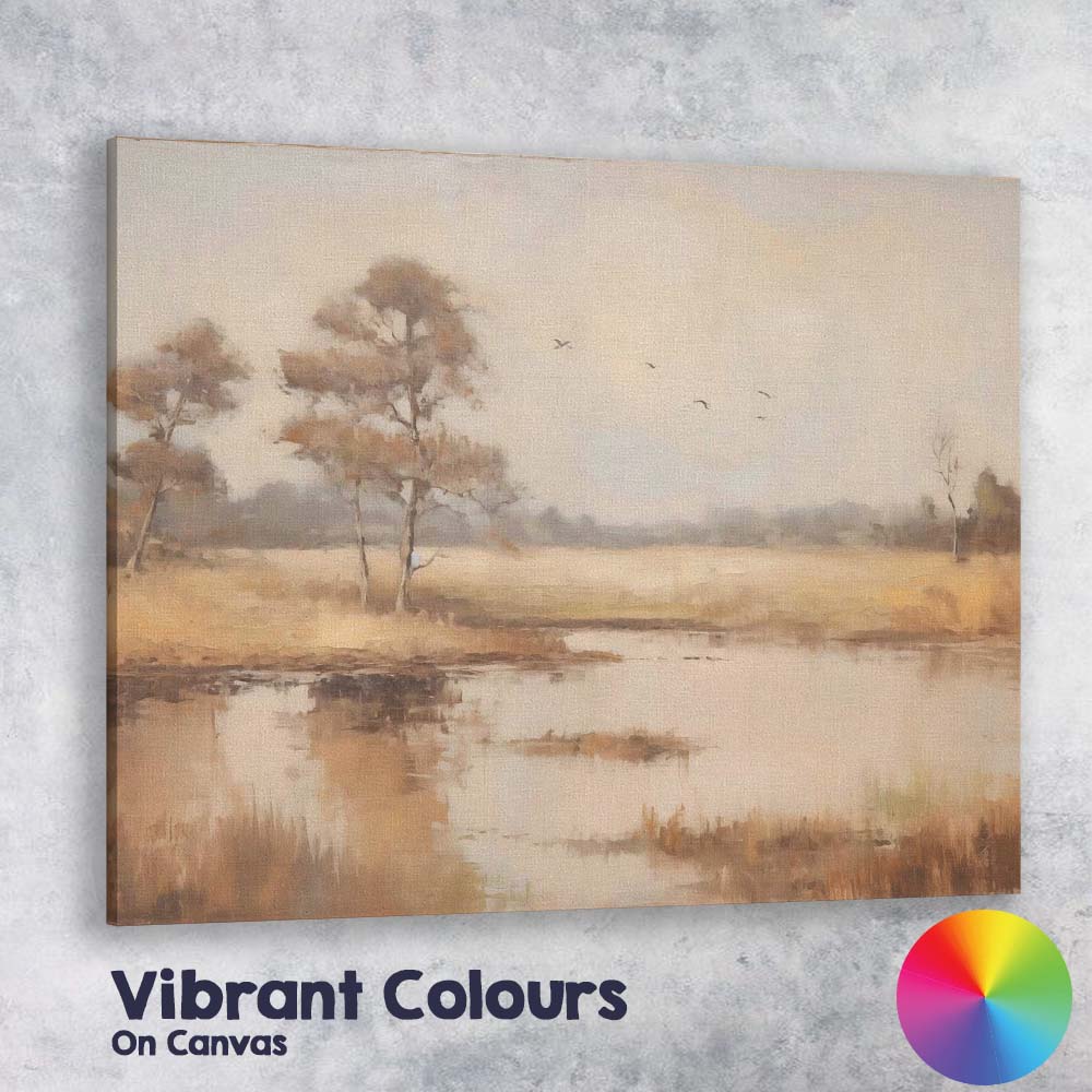 Soft Autumn Wetland Trees Landscape Canvas Wall Art Print Decor Picture Ready to Hang
