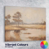Soft Autumn Wetland Trees Landscape Canvas Wall Art Print Decor Picture Ready to Hang