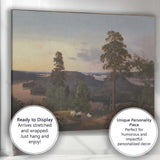 Scandinavian Lake View Pine Forest Evening Landscape Painting Canvas Wall Art Print Decor Picture Ready to Hang