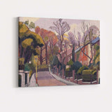 Muted Autumn Park Lane Townscape Expressionist Landscape Canvas Wall Art Print Decor Picture Ready to Hang