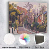 Muted Autumn Park Lane Townscape Expressionist Landscape Canvas Wall Art Print Decor Picture Ready to Hang