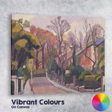 Muted Autumn Park Lane Townscape Expressionist Landscape Canvas Wall Art Print Decor Picture Ready to Hang