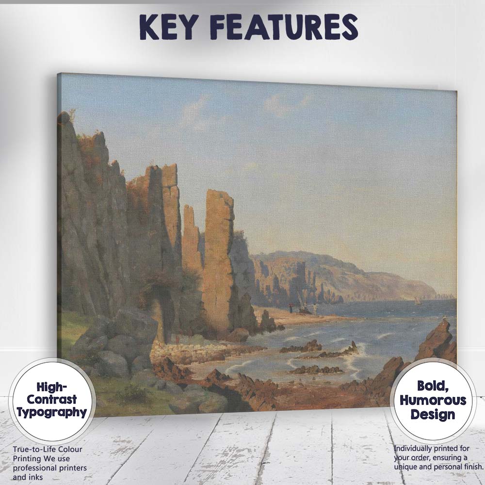 Rocky Coastal Cliffs Seascape Traditional Maritime Landscape Canvas Wall Art Print Decor Picture Ready to Hang