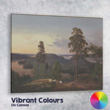 Scandinavian Lake View Pine Forest Evening Landscape Painting Canvas Wall Art Print Decor Picture Ready to Hang