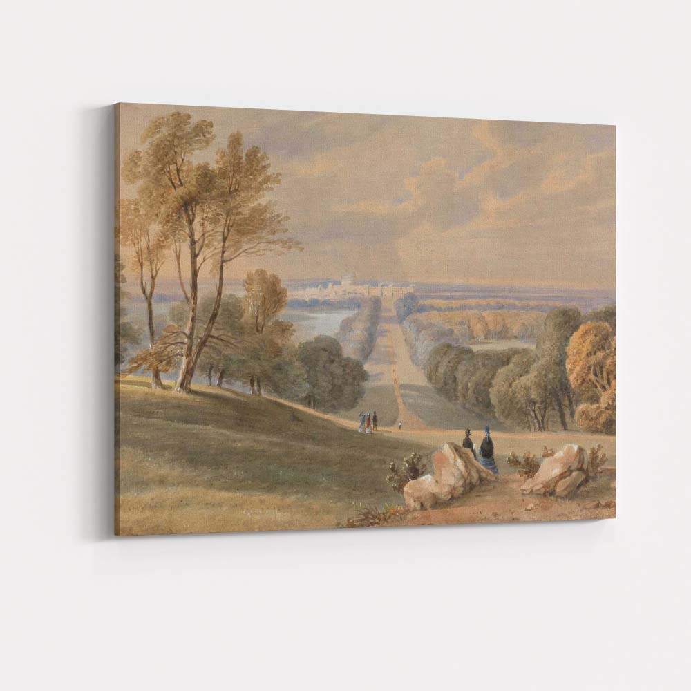 Grand Estate Parkland Watercolour Vista Classical Landscape Canvas Wall Art Print Decor Picture Ready to Hang