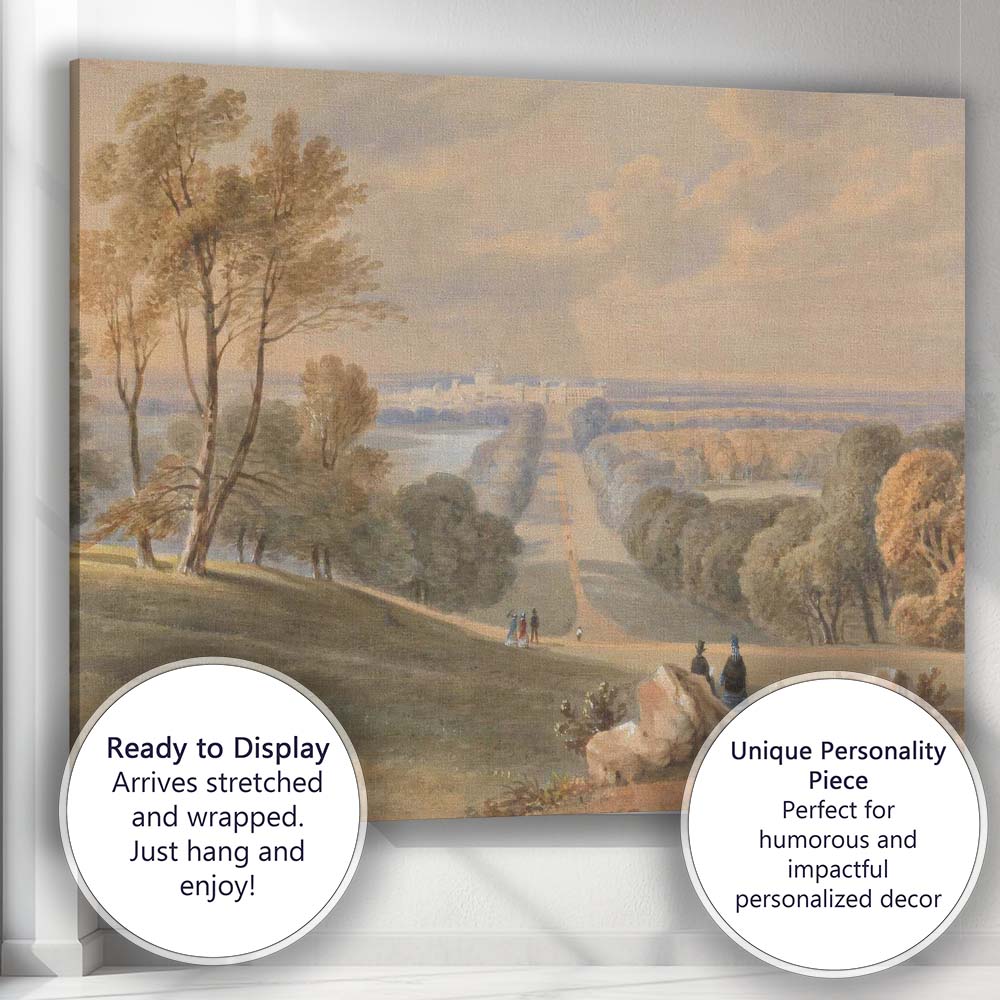 Grand Estate Parkland Watercolour Vista Classical Landscape Canvas Wall Art Print Decor Picture Ready to Hang