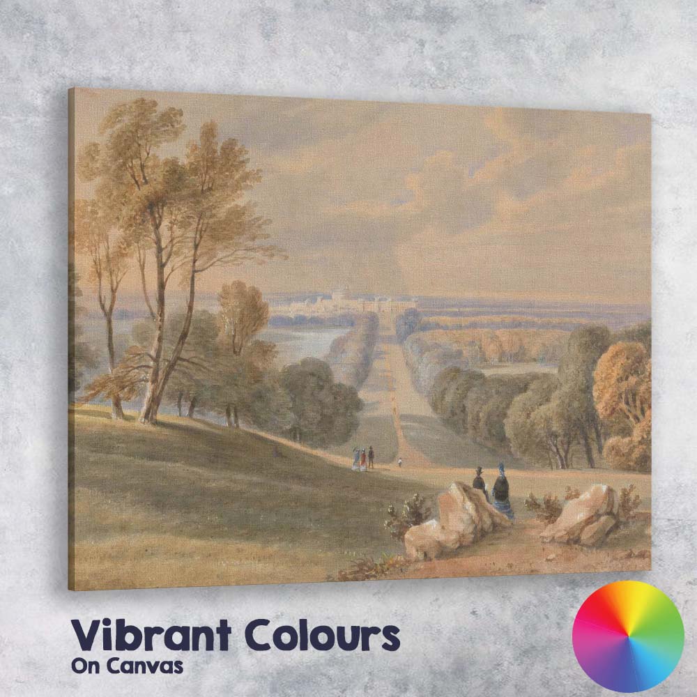 Grand Estate Parkland Watercolour Vista Classical Landscape Canvas Wall Art Print Decor Picture Ready to Hang