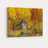 Vibrant Autumn Waterfall Forest Landscape Impressionist Painting Canvas Wall Art Print Decor Picture Ready to Hang