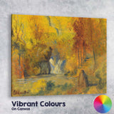 Vibrant Autumn Waterfall Forest Landscape Impressionist Painting Canvas Wall Art Print Decor Picture Ready to Hang