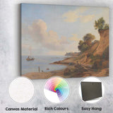 Peaceful Coastal Cliffs Seascape With Sailing Boat Landscape Canvas Wall Art Print Decor Picture Ready to Hang