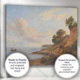 Peaceful Coastal Cliffs Seascape With Sailing Boat Landscape Canvas Wall Art Print Decor Picture Ready to Hang