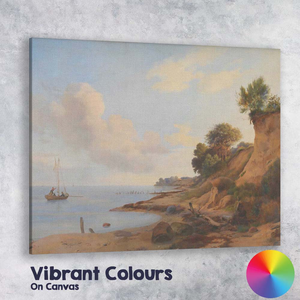 Peaceful Coastal Cliffs Seascape With Sailing Boat Landscape Canvas Wall Art Print Decor Picture Ready to Hang