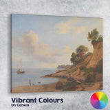 Peaceful Coastal Cliffs Seascape With Sailing Boat Landscape Canvas Wall Art Print Decor Picture Ready to Hang