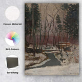 Winter Forest Stream Snow Covered Woodland Oil Painting Canvas Wall Art Print Decor Picture Ready to Hang