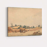 Rustic Harvest Field Windmill Countryside Watercolour Landscape Canvas Wall Art Print Decor Picture Ready to Hang