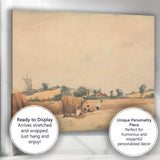 Rustic Harvest Field Windmill Countryside Watercolour Landscape Canvas Wall Art Print Decor Picture Ready to Hang