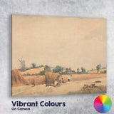 Rustic Harvest Field Windmill Countryside Watercolour Landscape Canvas Wall Art Print Decor Picture Ready to Hang