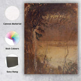 Misty Woodland Lakeside Landscape Impressionist Canvas Wall Art Print Decor Picture Ready to Hang