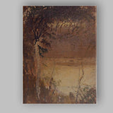 Misty Woodland Lakeside Landscape Impressionist Canvas Wall Art Print Decor Picture Ready to Hang