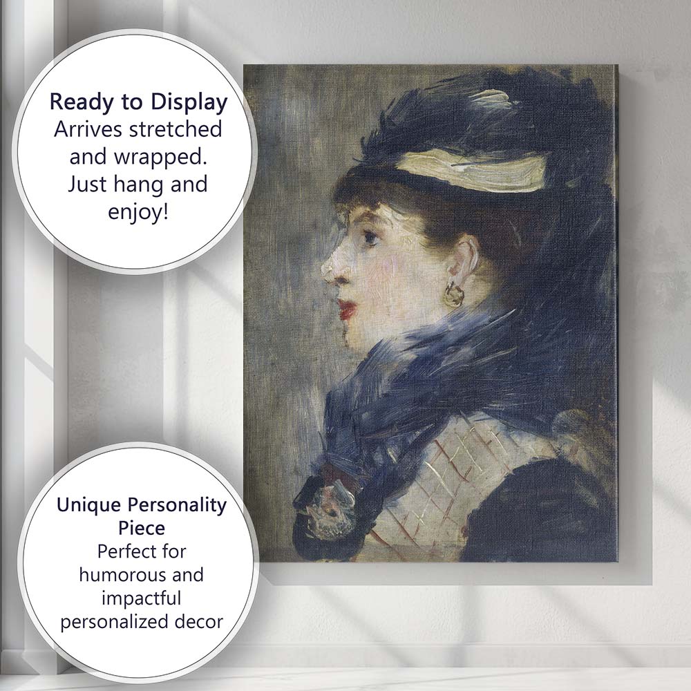 Elegant Victorian Lady Portrait Impressionist Oil Painting Canvas Wall Art Print Decor Picture Ready to Hang
