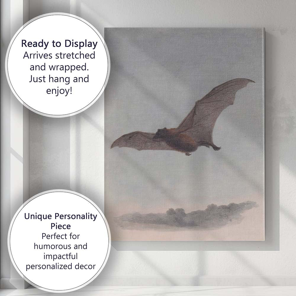 Flying Bat Natural History Wildlife Illustration Canvas Wall Art Print Decor Picture Ready to Hang