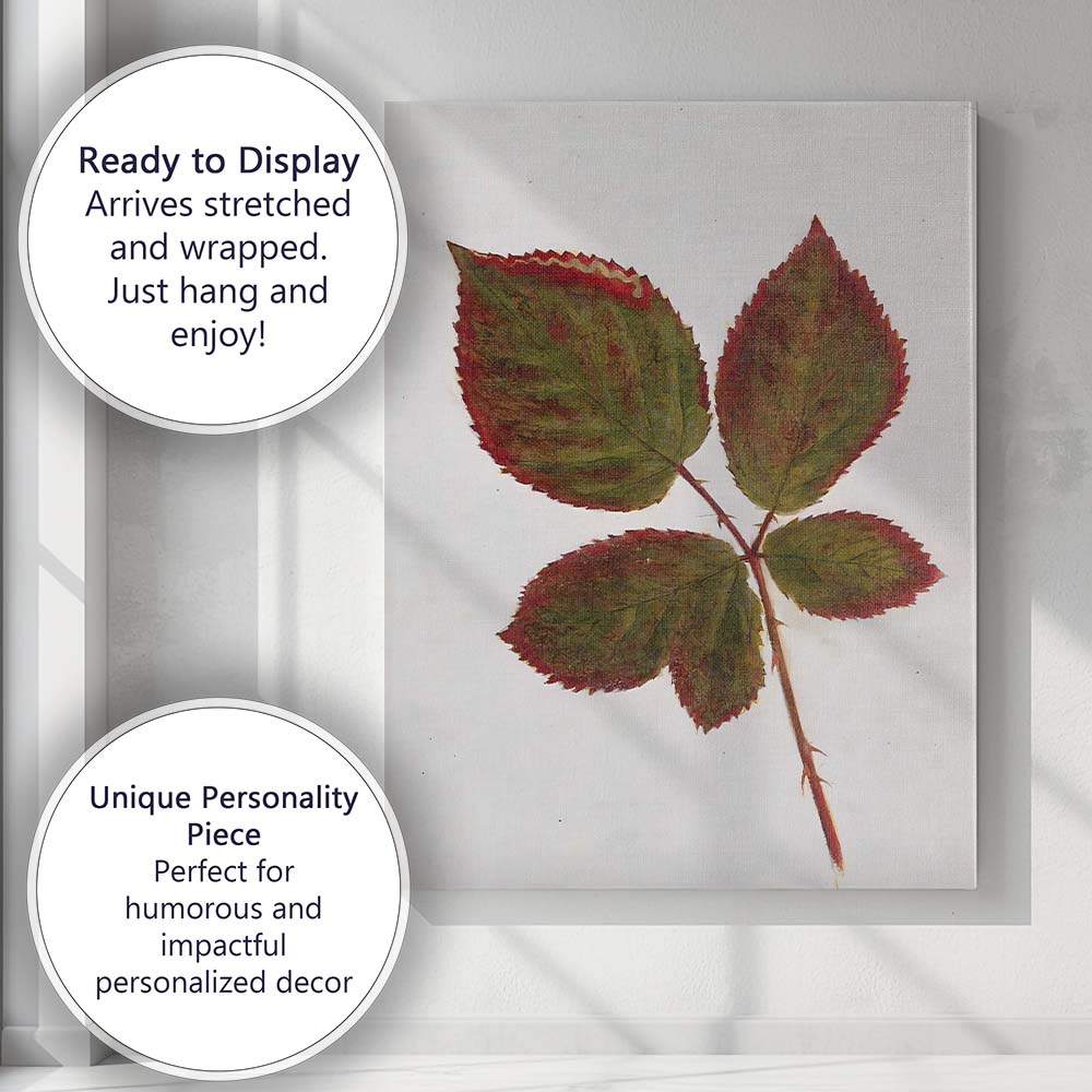 Autumn Rose Leaf Botanical Specimen Nature Illustration Canvas Wall Art Print Decor Picture Ready to Hang