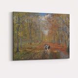 Autumn Forest Track With Grazing Cattle Landscape Canvas Wall Art Print Decor Picture Ready to Hang