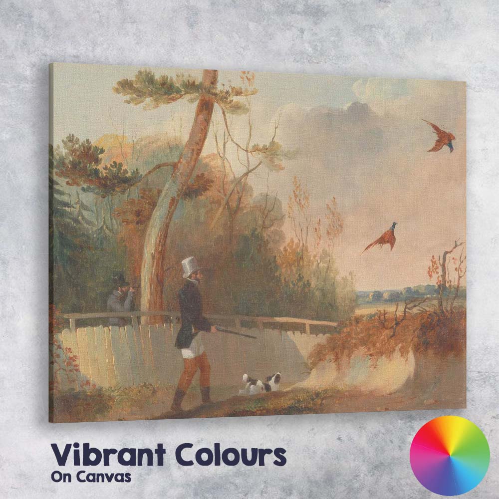 Victorian Pheasant Shooting Country Estate Woodland Landscape Canvas Wall Art Print Decor Picture Ready to Hang