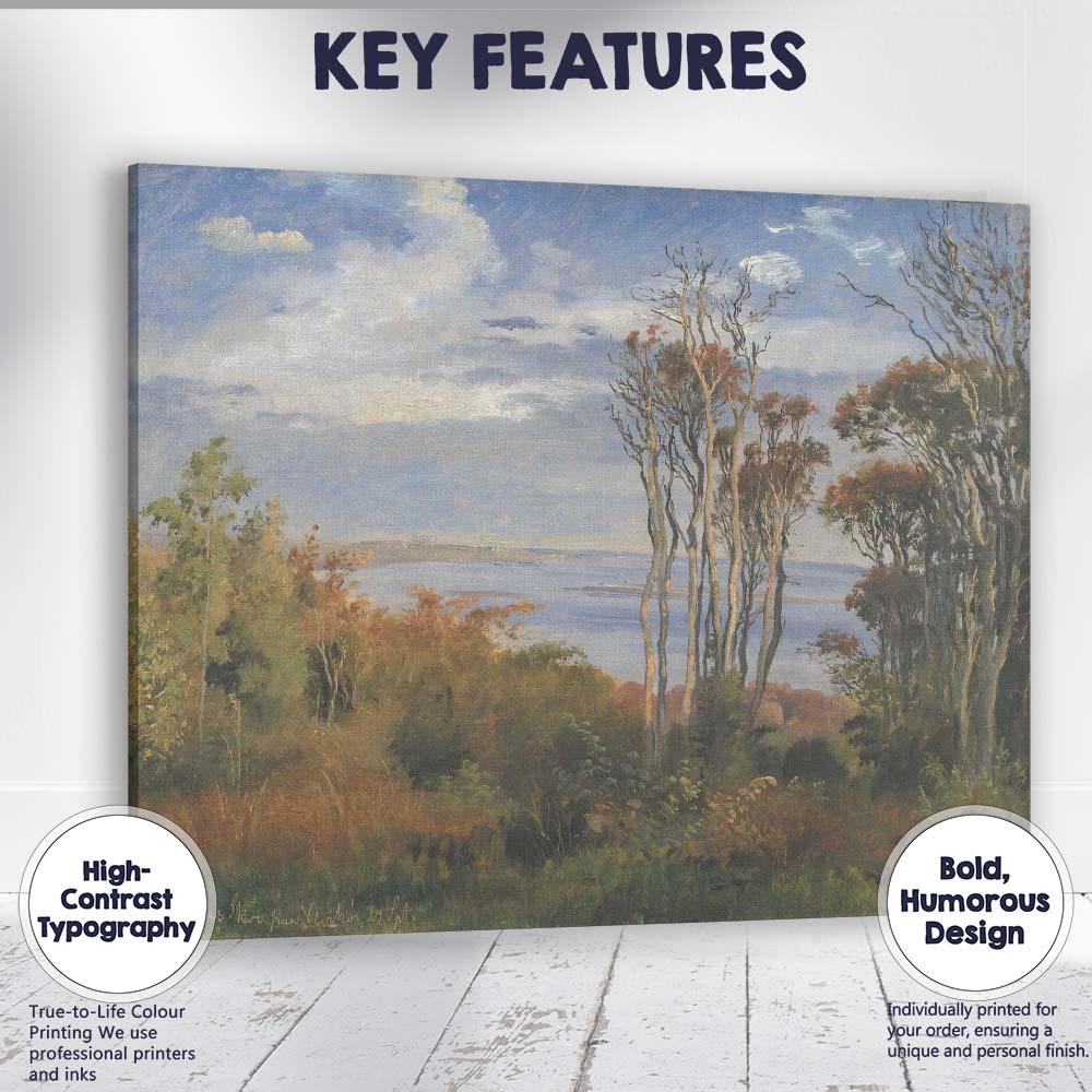 Coastal Woodland Trees and Tranquil Waters Landscape Oil Painting Canvas Wall Art Print Decor Picture Ready to Hang