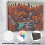 Abstract Autumn Hills Rocky Lake Colourful Expressionist Landscape Canvas Wall Art Print Decor Picture Ready to Hang