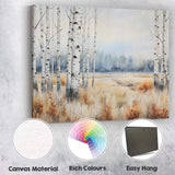 Soft Misty Birch Woodland Meadow Landscape Canvas Wall Art Print Decor Picture Ready to Hang