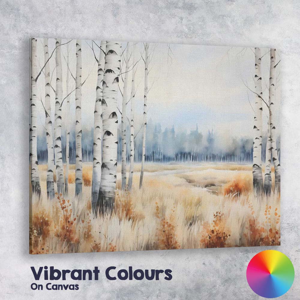 Soft Misty Birch Woodland Meadow Landscape Canvas Wall Art Print Decor Picture Ready to Hang