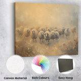 Neutral Rustic Sheep Flock Textured Farmhouse Painting Canvas Wall Art Print Decor Picture Ready to Hang