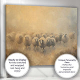 Neutral Rustic Sheep Flock Textured Farmhouse Painting Canvas Wall Art Print Decor Picture Ready to Hang